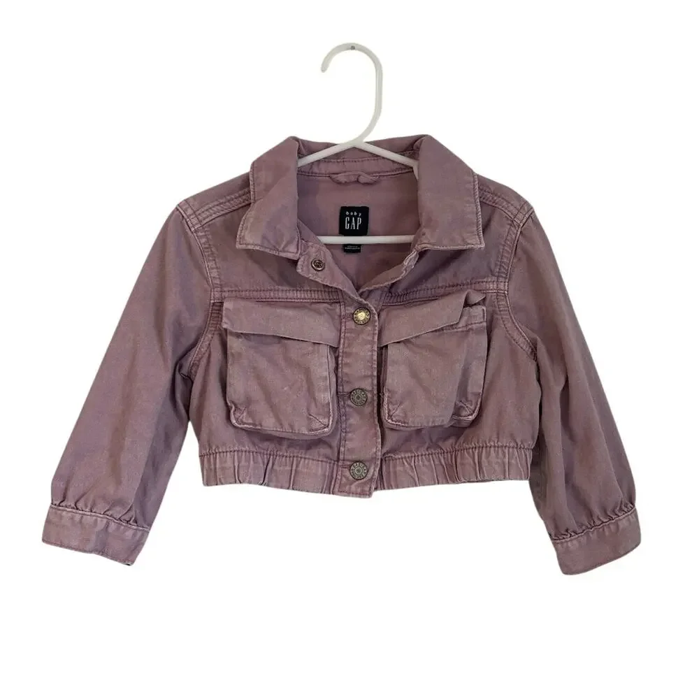 Baby Gap Toddler Girl Denim Jacket – Light Purple, Cropped, Size 2 Years